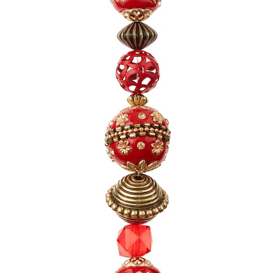 12 Pack: Bead Landing™ Red & Gold Strung Beads